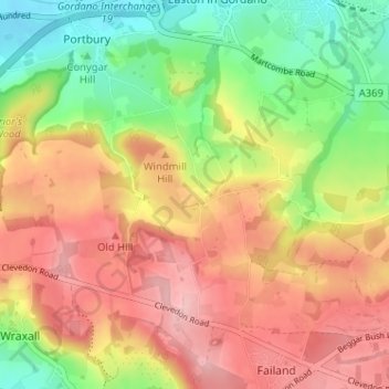 Mapa topográfico Lower Failand, altitud, relieve
