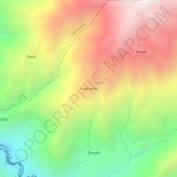 Mapa topográfico Huarumo, altitud, relieve