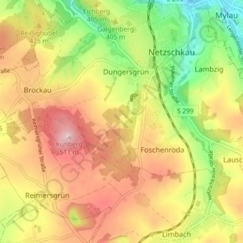 Mapa topográfico Ziegelei, altitud, relieve