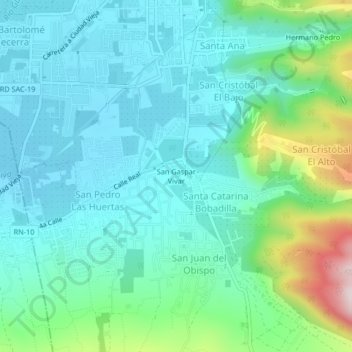 Mapa topográfico San Gaspar Vivar, altitud, relieve