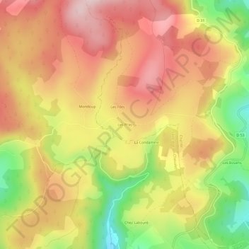 Mapa topográfico Les Pras, altitud, relieve