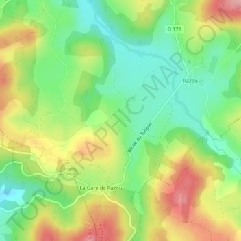 Mapa topográfico Les Chaises, altitud, relieve