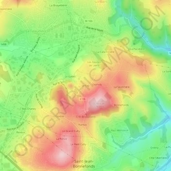 Mapa topográfico Le Fay, altitud, relieve