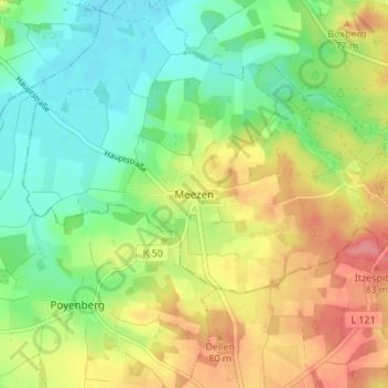 Mapa topográfico Meezen, altitud, relieve
