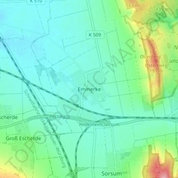 Mapa topográfico Emmerke, altitud, relieve