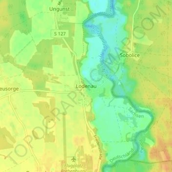 Mapa topográfico Lodenau, altitud, relieve