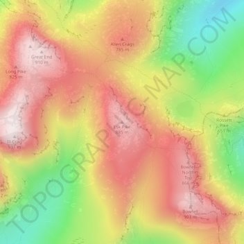 Mapa topográfico Esk Pike, altitud, relieve