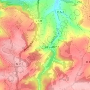 Mapa topográfico Les Câbles, altitud, relieve
