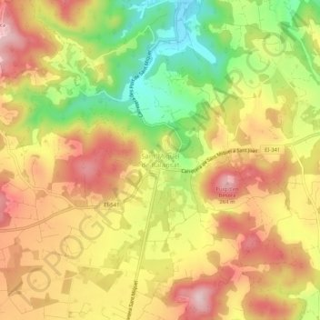 Mapa topográfico Sant Miquel de Balansat, altitud, relieve