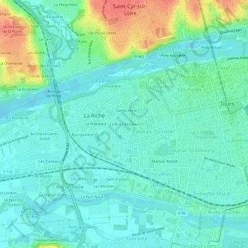 Mapa topográfico La Rue Chesneau, altitud, relieve
