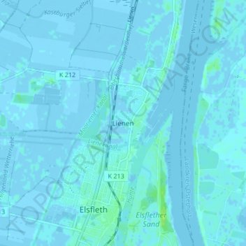 Mapa topográfico Lienen, altitud, relieve