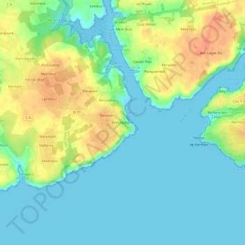 Mapa topográfico Port Manec’h, altitud, relieve