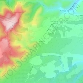 Mapa topográfico Les Hellys, altitud, relieve