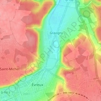 Mapa topográfico Saint-Nicolas, altitud, relieve