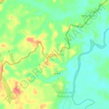 Mapa topográfico 30 de Agosto, altitud, relieve