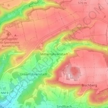 Mapa topográfico Mitterrohrenstadt, altitud, relieve