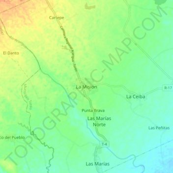 Mapa topográfico La Mision, altitud, relieve