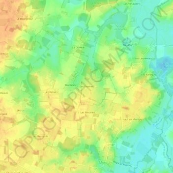 Mapa topográfico Les Prames, altitud, relieve
