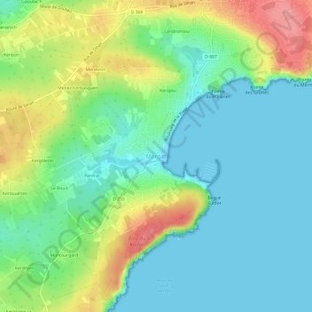 Mapa topográfico Morgat, altitud, relieve