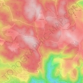 Mapa topográfico Vialavert, altitud, relieve