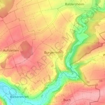 Mapa topográfico Burgerroth, altitud, relieve