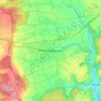 Mapa topográfico Meineringhausen, altitud, relieve