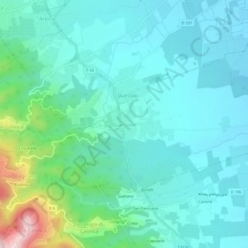 Mapa topográfico Querciolo, altitud, relieve