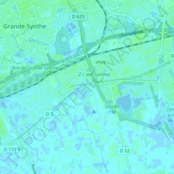Mapa topográfico Cruputte Houck, altitud, relieve