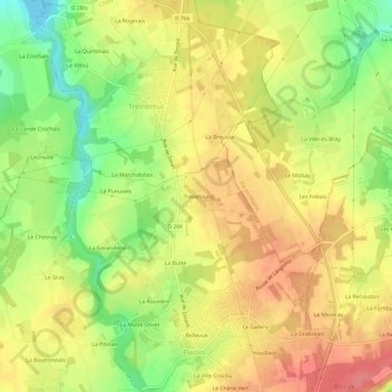 Mapa topográfico Trébéfour, altitud, relieve