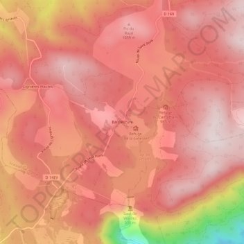 Mapa topográfico Baïssescure, altitud, relieve