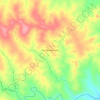 Mapa topográfico Vereda Malhada, altitud, relieve