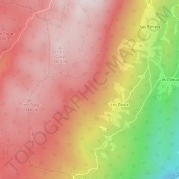 Mapa topográfico Coulmes sur Rieux, altitud, relieve