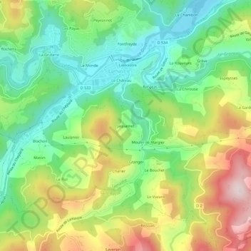Mapa topográfico Jaquamet, altitud, relieve