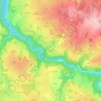 Mapa topográfico Jupille, altitud, relieve