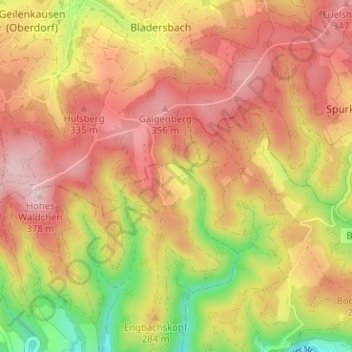 Mapa topográfico Ommeroth, altitud, relieve