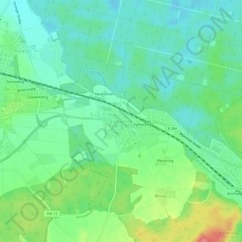 Mapa topográfico Eglharting, altitud, relieve