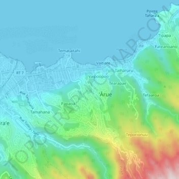 Mapa topográfico Faretoo, altitud, relieve