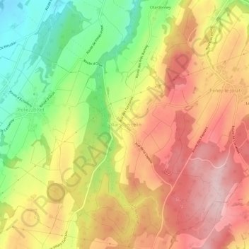 Mapa topográfico Villars-Tiercelin, altitud, relieve