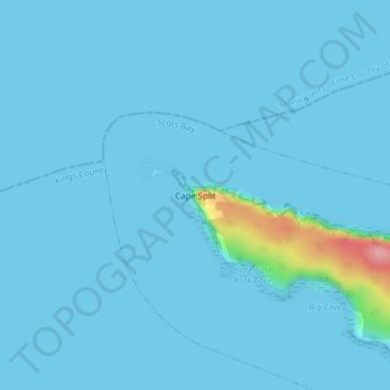 Mapa topográfico Cape Split, altitud, relieve