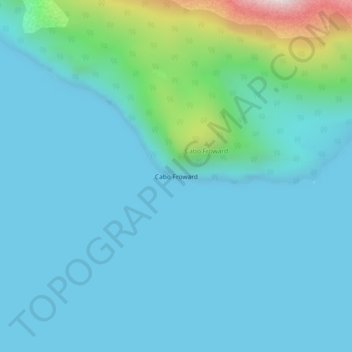 Mapa topográfico Cap Froward, altitud, relieve