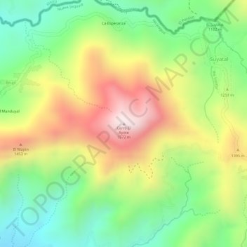 Mapa topográfico Cerro El Ayote, altitud, relieve