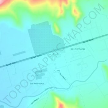 Mapa topográfico San Pedro, altitud, relieve