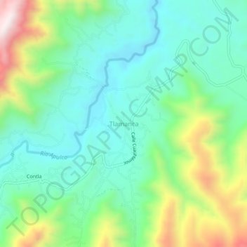 Mapa topográfico Tlamanca, altitud, relieve