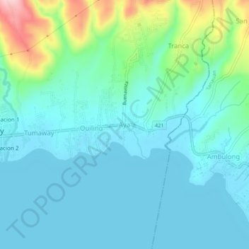 Mapa topográfico Aya, altitud, relieve