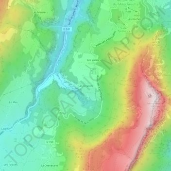 Mapa topográfico Les Girauds, altitud, relieve