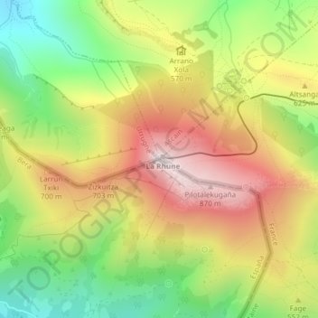 Mapa topográfico La Rhune, altitud, relieve