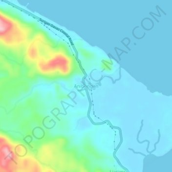 Mapa topográfico Anibongan, altitud, relieve