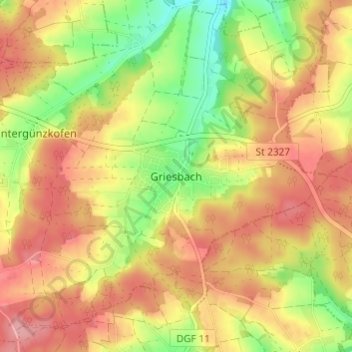 Mapa topográfico Griesbach, altitud, relieve