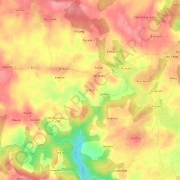 Mapa topográfico Le Portz, altitud, relieve