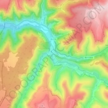 Mapa topográfico Sedano, altitud, relieve
